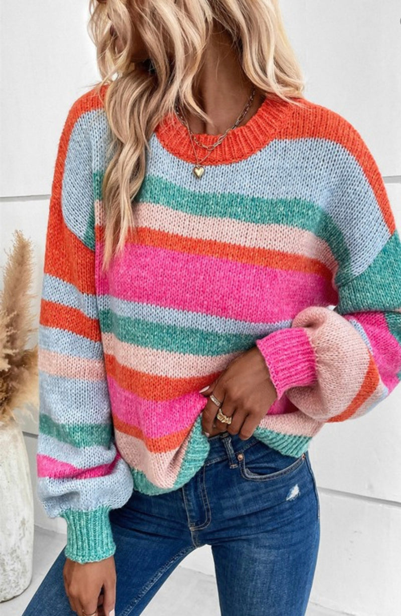 Striped Multicolor Sweater (pink)