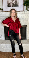 Burgundy Satin Top