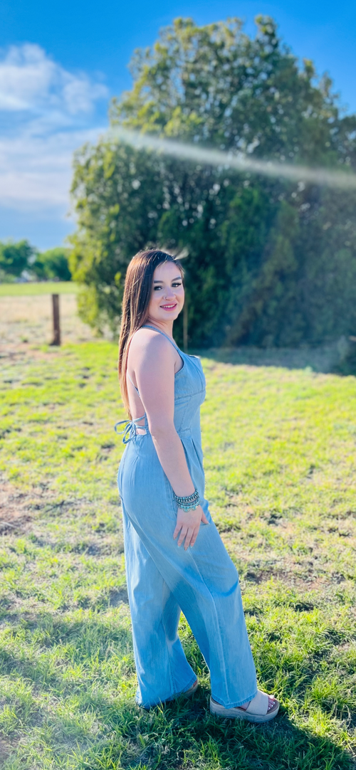 Keep It Cute Denim Jumpsuit
