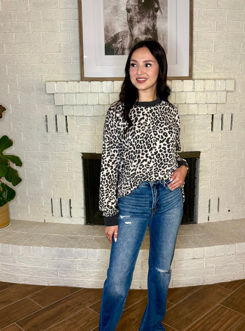 Animal Print Ribbed Top