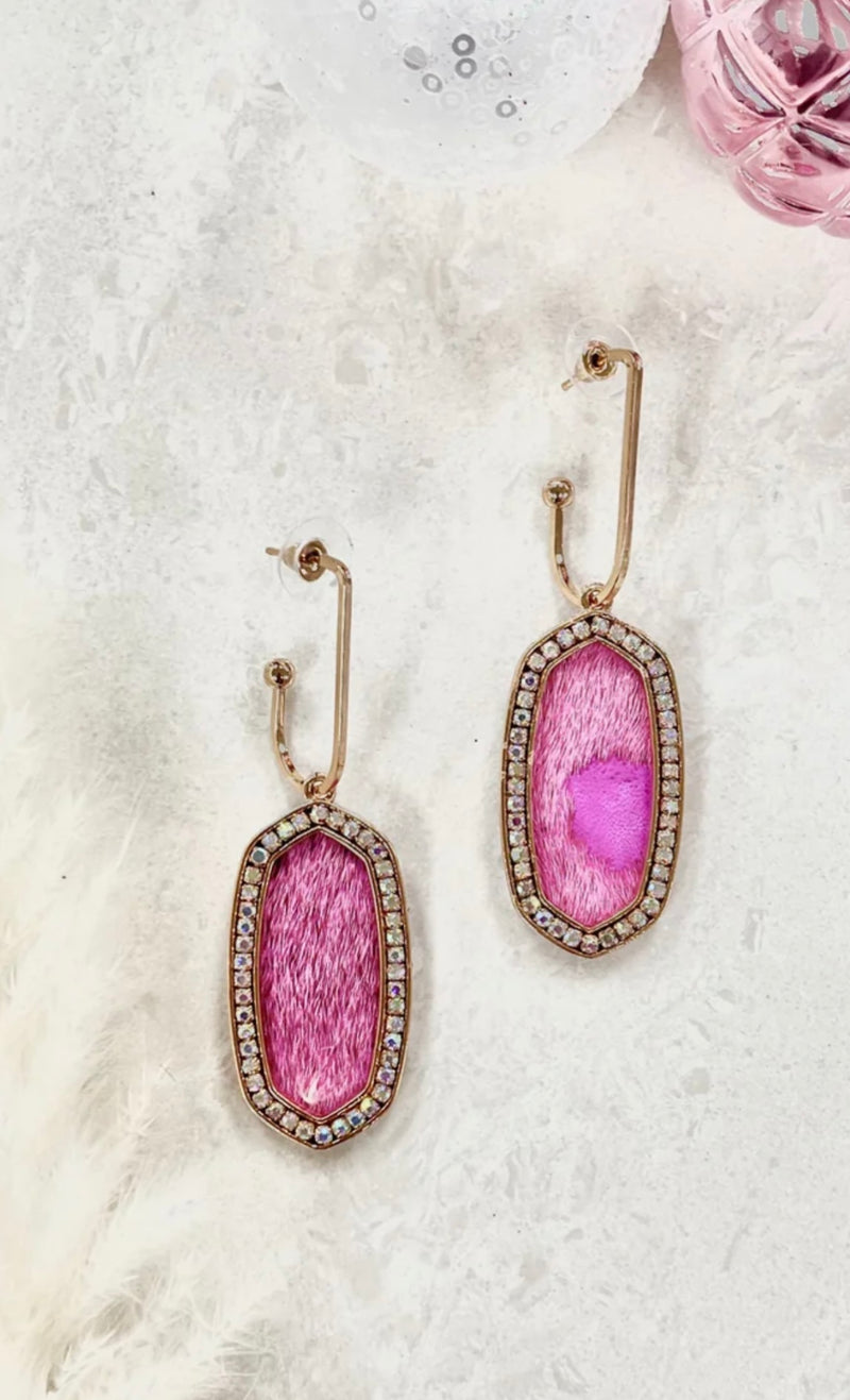 Pink Cowhide Earrings