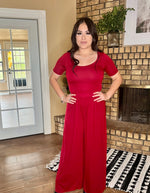 Short Sleeve Wide Leg Jumpsuit (red)