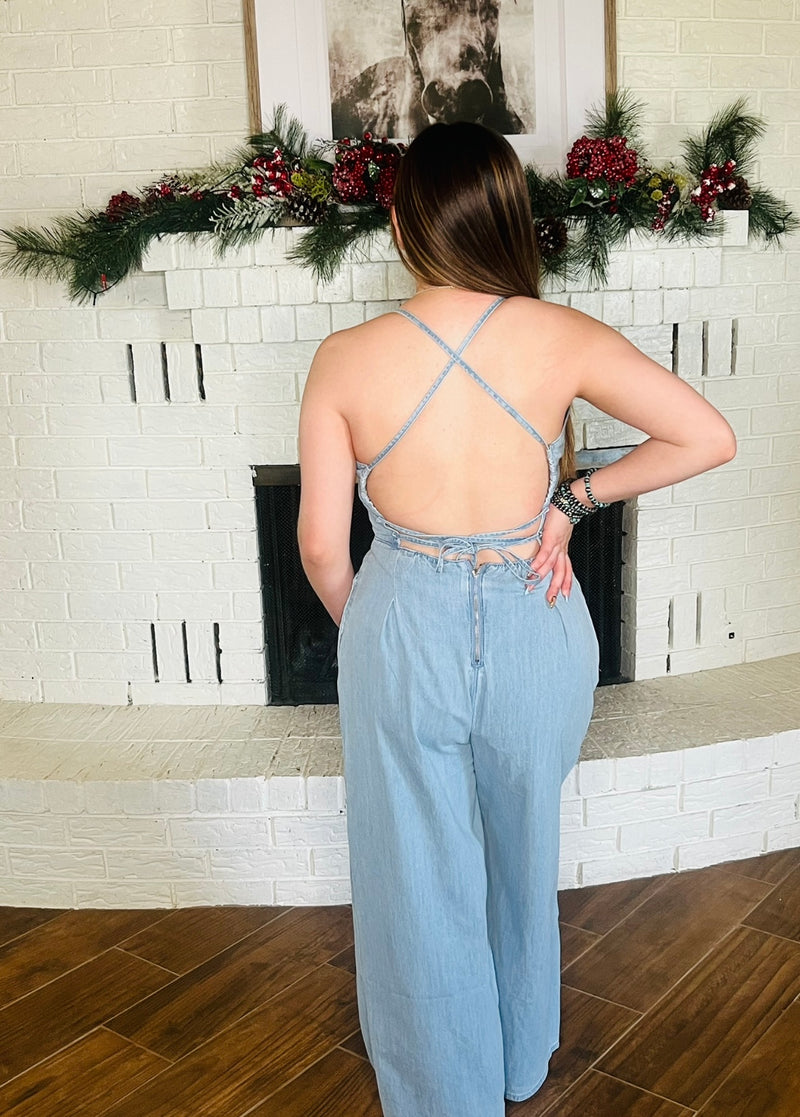 Keep It Cute Denim Jumpsuit