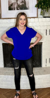 Blue V-Neck Top