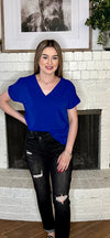 Blue V-Neck Top