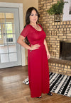 Short Sleeve Wide Leg Jumpsuit (red)