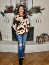 Cow Print Sherpa Pullover