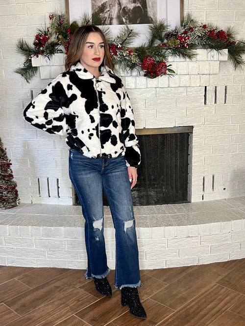 Cow Print Puff Jacket