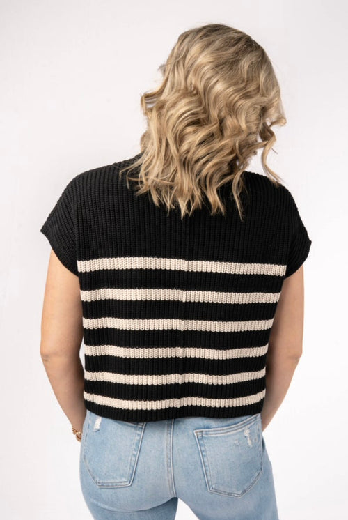 Striped Cap Sleeve Sweater