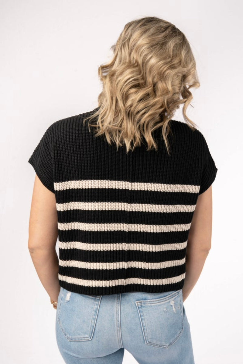 Striped Cap Sleeve Sweater