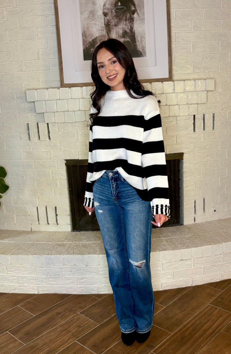 Contrast Striped Sweater