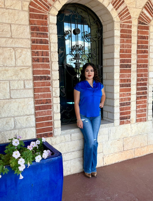 Royal Blue Short Sleeves Top