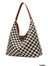 Checkered Hobo Tote Bag (camel)