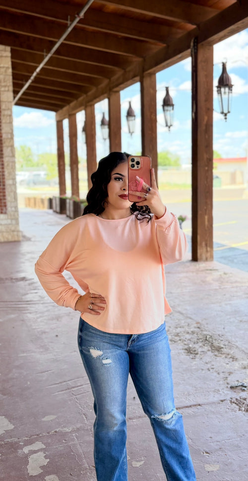 Soft Open Back Long Sleeve Top