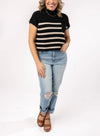 Striped Cap Sleeve Sweater