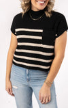 Striped Cap Sleeve Sweater