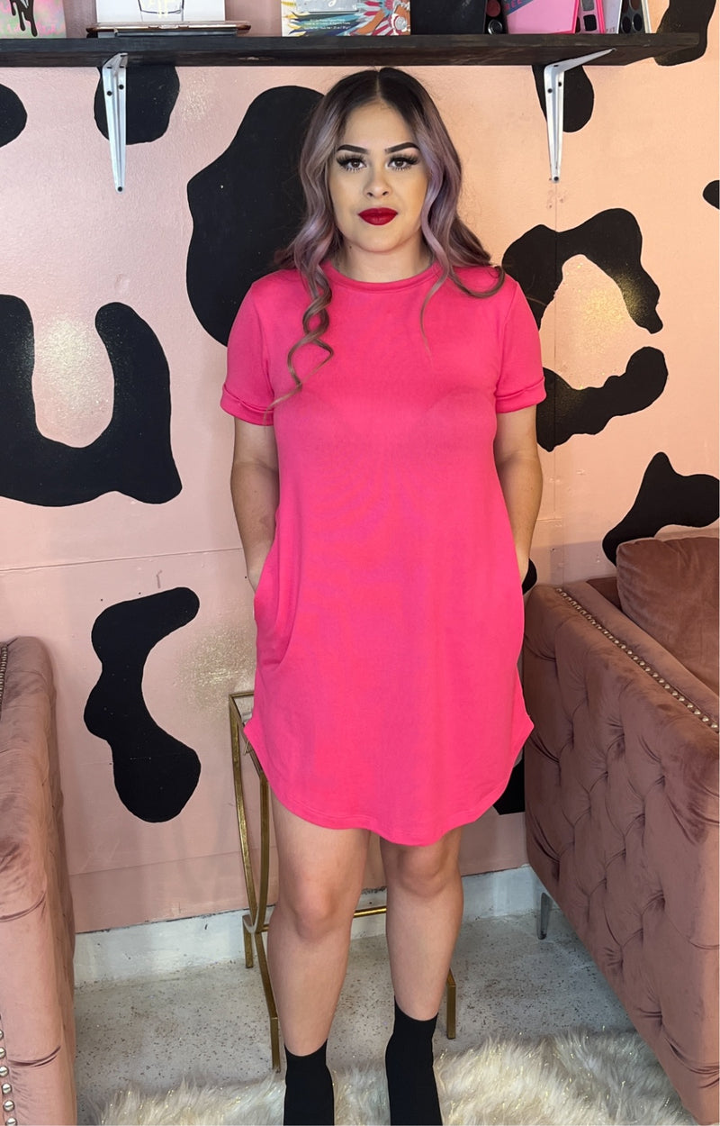 Pink Short Sleeve Dress