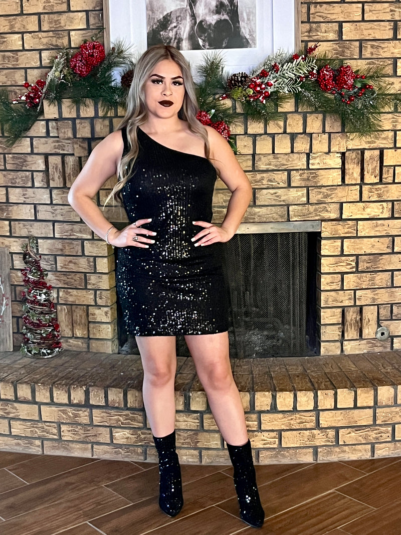 Sequin One Shoulder Dress