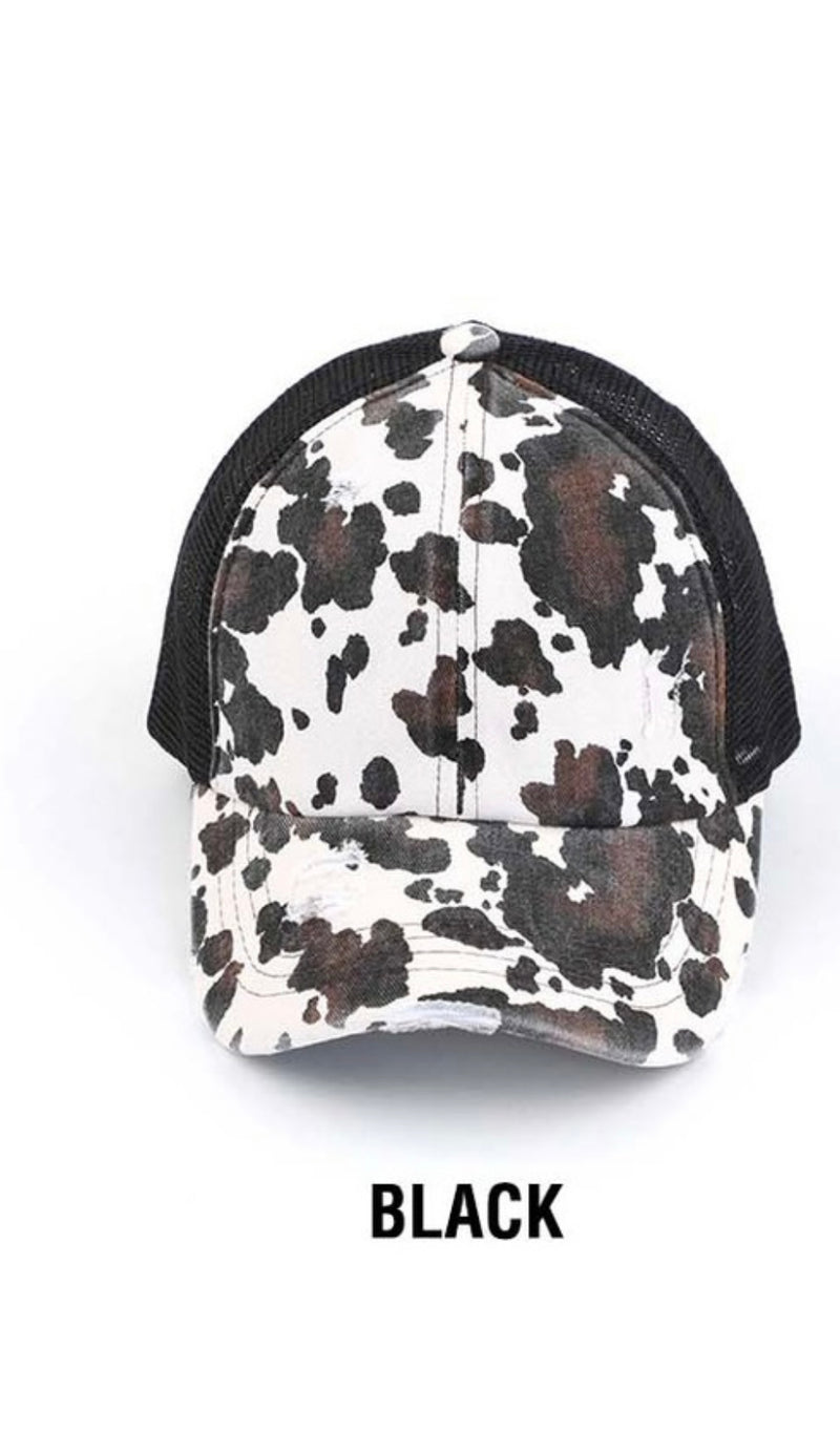 Cow Print Ponytail Cap