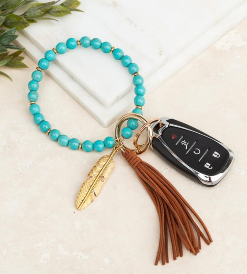 Turquoise Stone Key Ring Bracelet