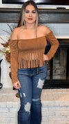 Camel Mineral Dyed Fringe Top